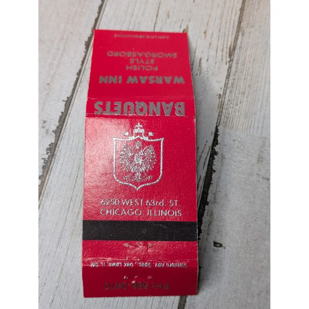 Vintage Matchbook Cover Warsaw Inn Banquets Polish Smorgasbord Chicago, Illinois